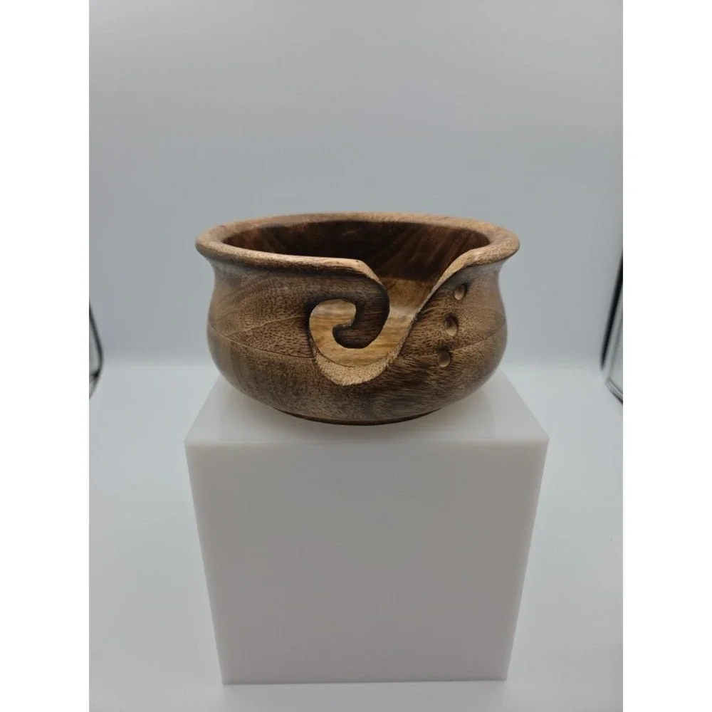 Handmade Wooden Yarn Bowl For Crochet And Knitting Organized Yarn Balls Rustic
